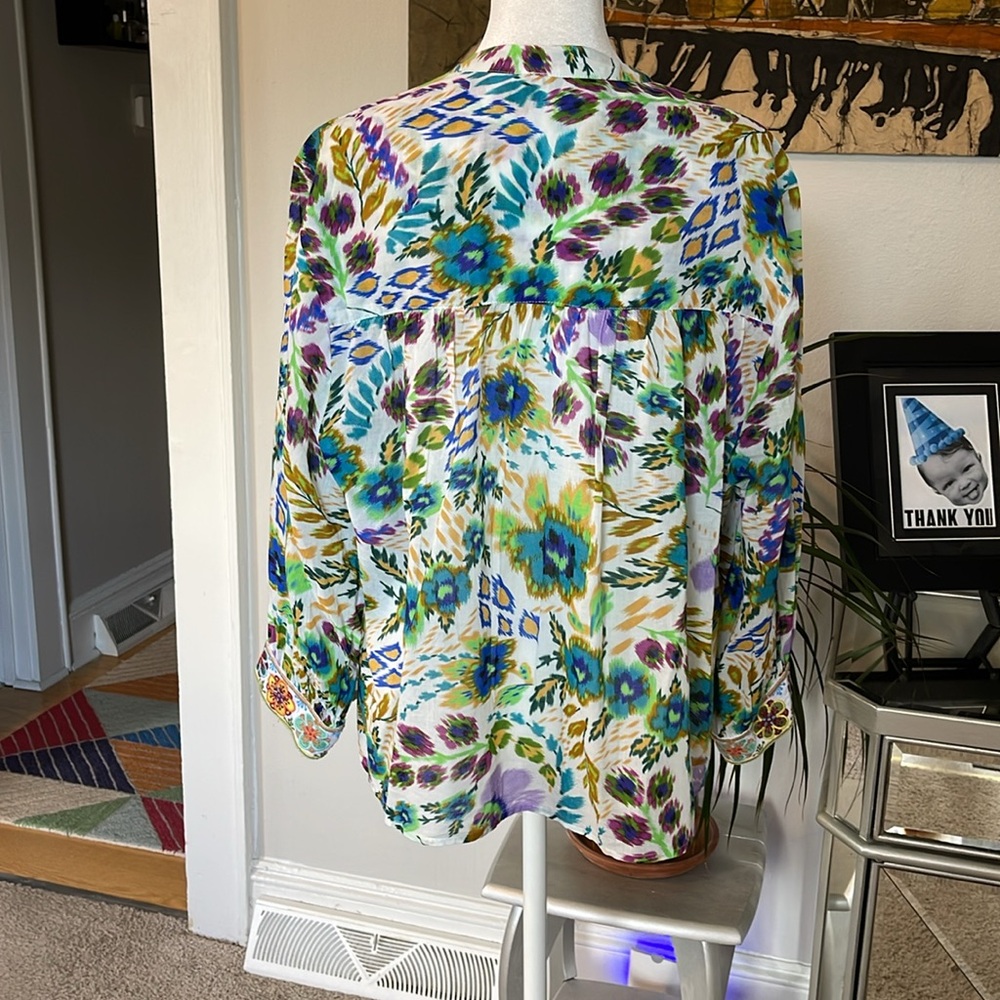 JOHNNY WAS KAT BLOOM SHIRRED YOKE BLOUSE - Picture 8 of 12